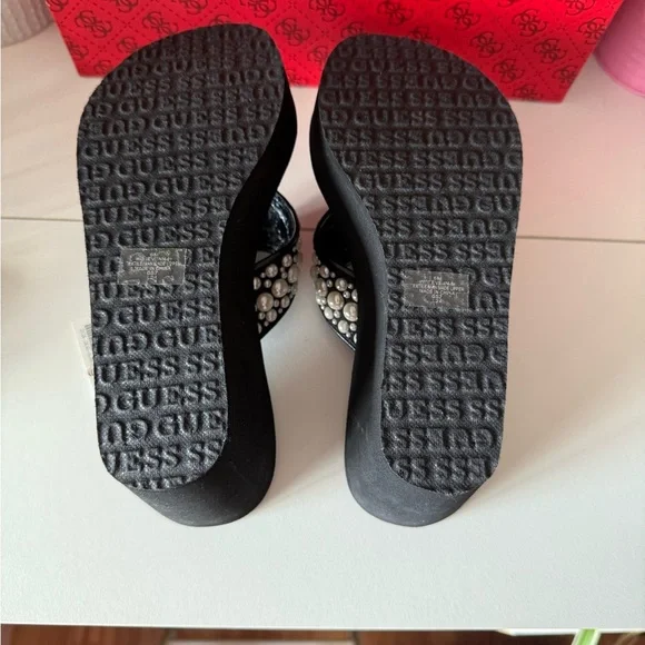 Guess Black Platform Wedge Sandals - Picture 3 of 15